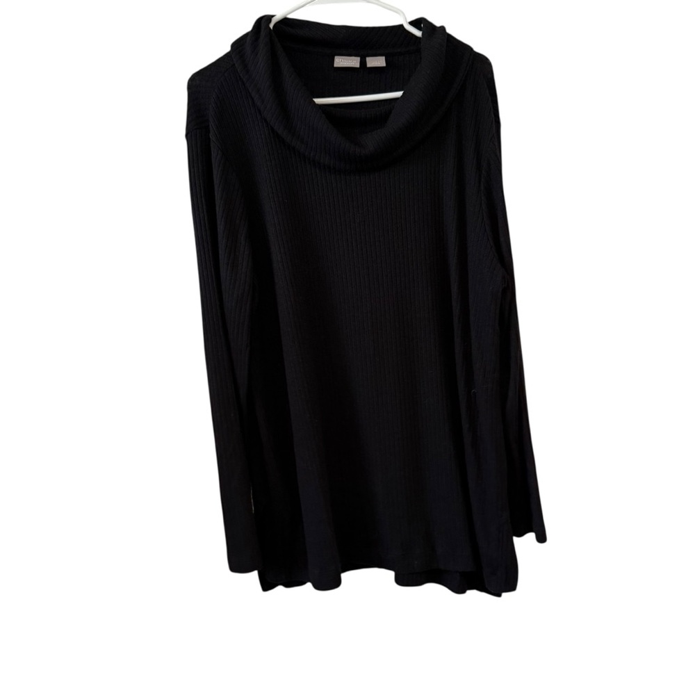 Chico’s Zenergy Black Ribbed Cowl Neck Top Size 1 (US 8/10)